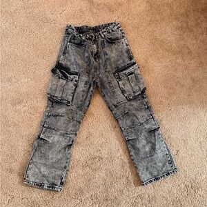Men's Acid Wash Cargo Jeans